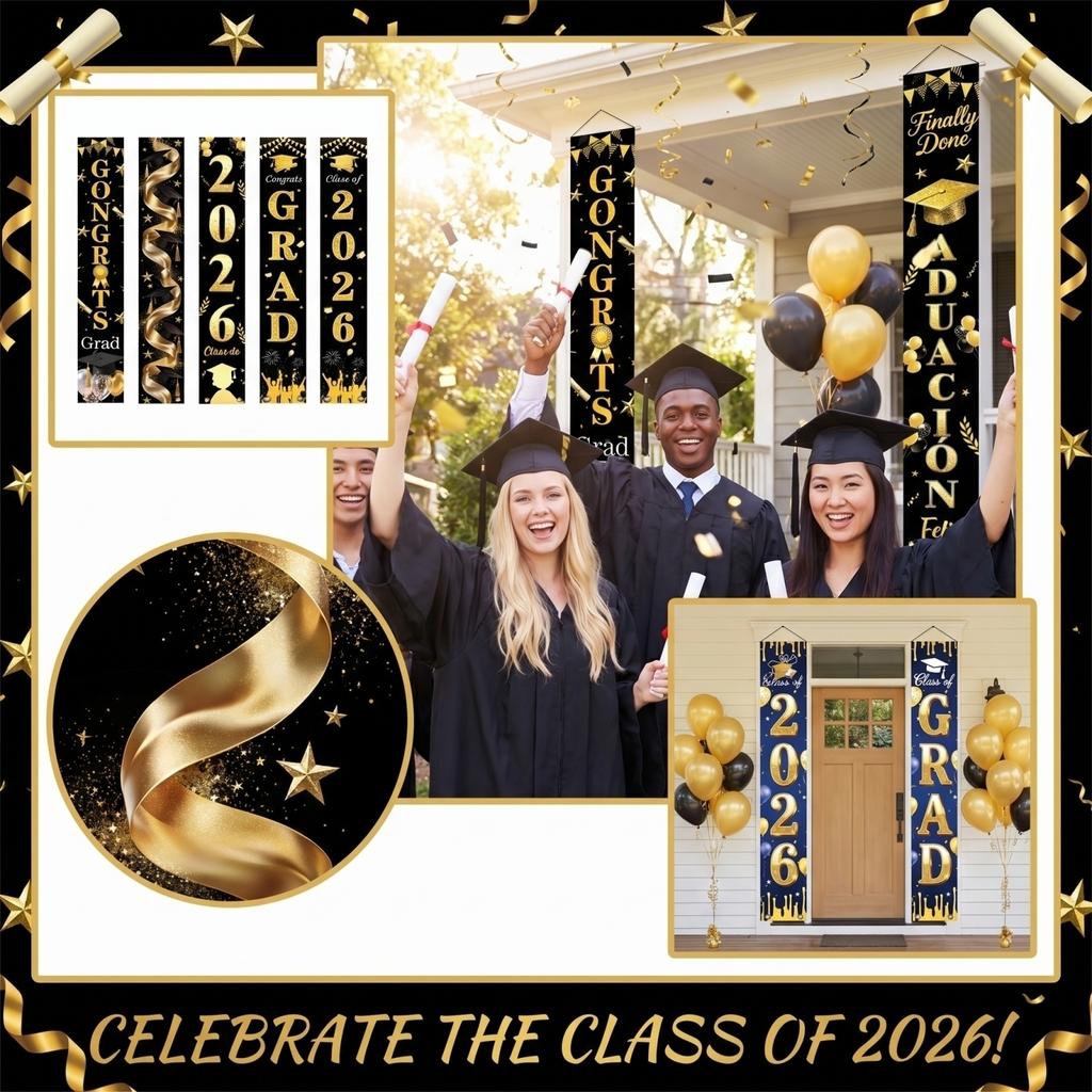 Graduation Class Decoration Door Flag Hanging Flag Graduation Party Decoration Supplies