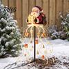 Santa Claus Yard Statue with Lights Solar Christmas Garden Light, LED Holding Gift Box Stake Warm White Cascading String for Outdoor Porch Pathway