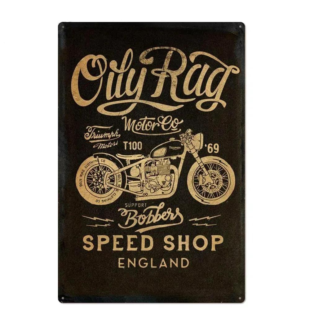 Signs Vintage Shabby Metal Tin Sign Motorcycle Rider Poster Art Tinplate Plaques Garage Motor Club Decor Painting Art Wall Plate