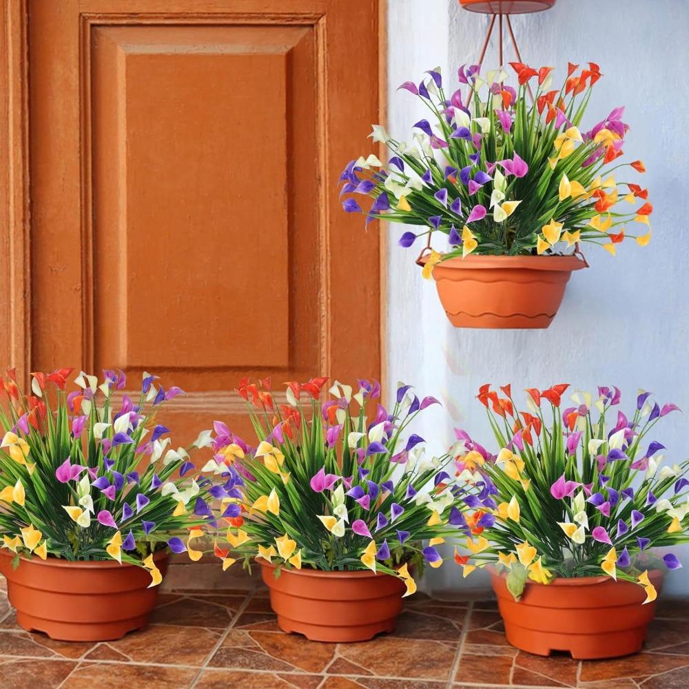 1/2/5Pcss Plastic Artificial Calla Lily Bouquet 33cm Fake Plant Lifelike Fake Flowers Indoor Decor