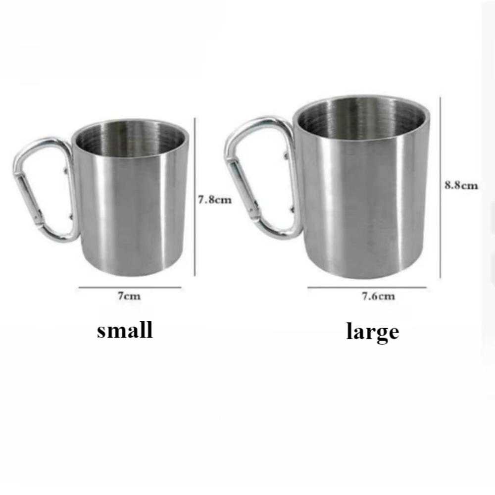 300ml Edelstahl Campingbecher Tragbarer Reisebecher mit Karabinerclip für Wandern Rucksackreisen Outdoor Trinkgeschirr Kaffeetasse