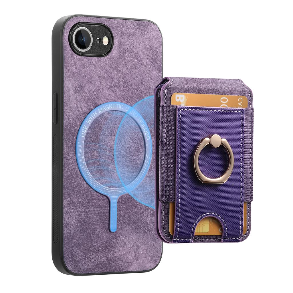 For iPhone 16e Case Compatible with MagSafe Leather Back Cover with Detachable Card Holder Kickstand