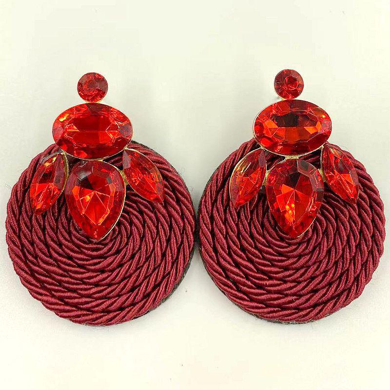 Elegant Retro Rhinestone Stud Earrings: Hand-Woven, High-Grade Alloy Design