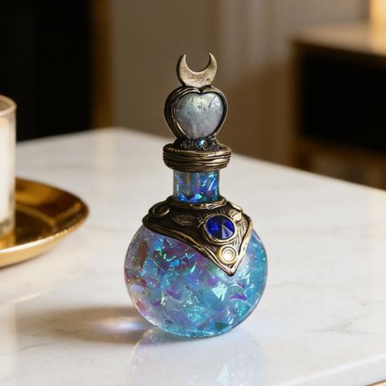 Magic Potion Bottle Mermaid Aura Perfume Bottle Vintage Resin Quartz Gemstone Wishing Bottle Handmade Gift for Her Girlfriend Wife