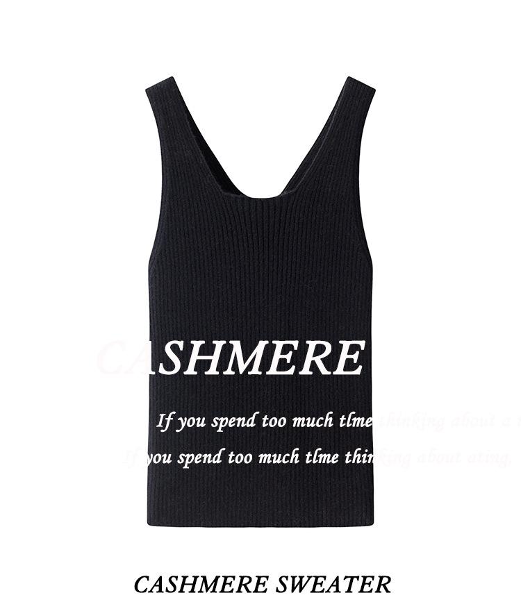 90g Pure Cashmere Reversible Women's Slim-fit V-neck Sleeveless Inner Vest