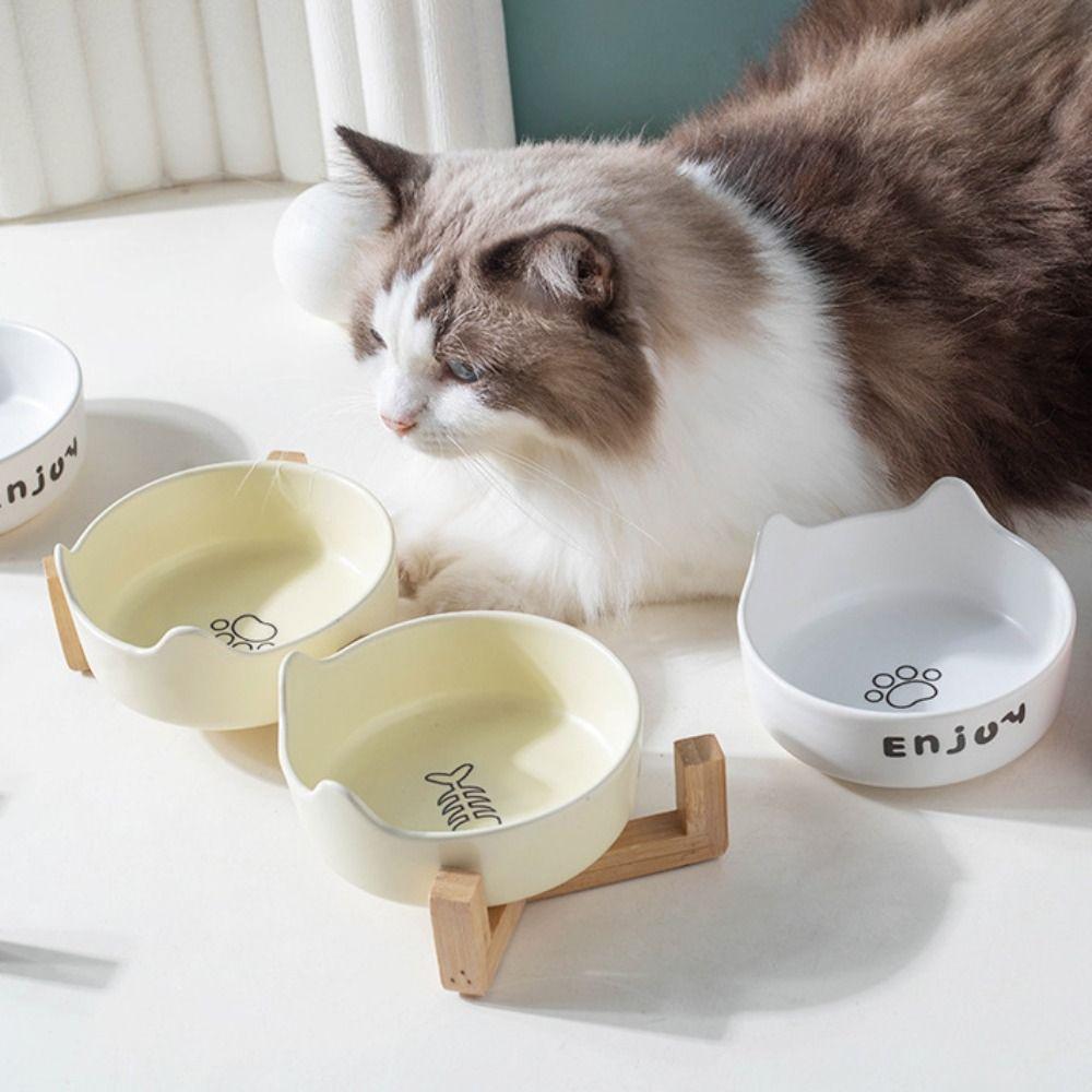 Cute Cat High Foot Bowl Prevent Tipping Dog Food Feeding Basin Pet Bowl  Neck Protection