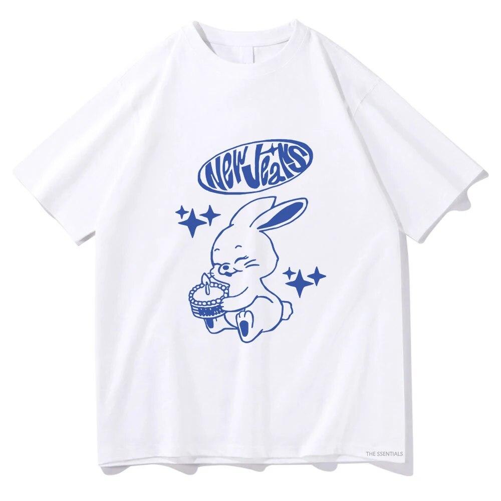 2023 NewJeans Bunnies Tričko Unisex Harajuku Grafika Funny Kawaii Tričko Unisex Vysoce kvalitní Denní Ležérní Bavlněná trička Korea