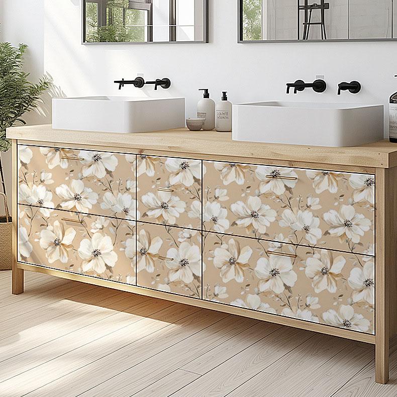 Vintage Blumen selbstklebende Tapete Aluminiumfolien-Rückseite Wasserdicht Abziehbar und Aufklebbar Wandaufkleber für Wohnzimmer Küche Badezimmer Heimdekoration