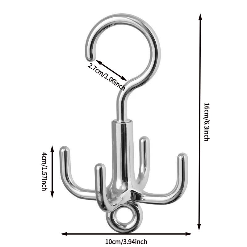 

1pc Multifunctional Punch Free 4-Claw Rotating Plastic Hook, Rotation Coat Hanger, Belt Organizer, Scarf Storage Rack