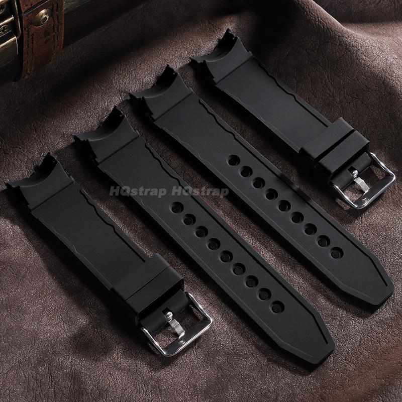 22mm 24mm 26mm Curved End Silicone Watch Strap for Seiko for Water Ghost Soft Rubber Band Diving Waterproof Universal Bracelet