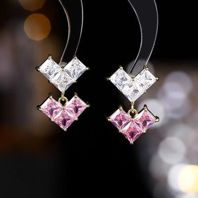 925 Silver Heart Crystal Zircon Earrings - High-End Luxury Fashion for Women