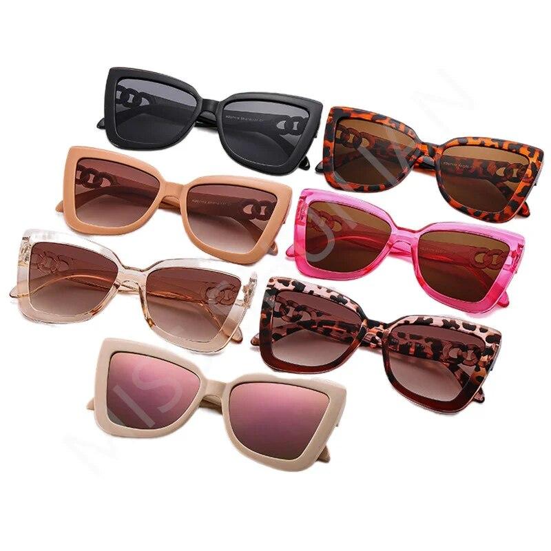 Luksusowe okulary przeciwsłoneczne Cat Eye damskie Vintage Fashion Oversize Mirror Sun Glasses damskie Retro Summer Style Duże oprawki