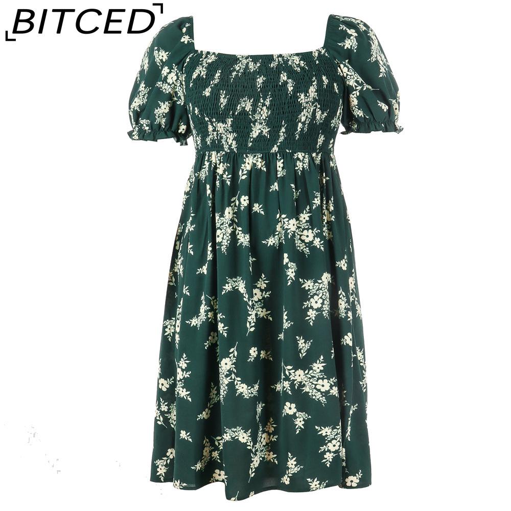 BITCED Plus Size Women's Printed Casual Resort Elegant Midi Dress