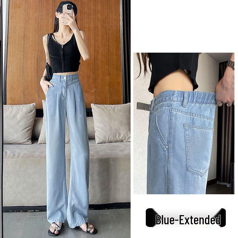 

Wide-Leg High-Waisted Tencel Jeans for Women - Summer 2026 Style, Slimming, Loose Draping, Straight-Leg Design XS Around 80 lbs
