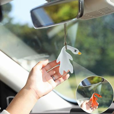 4Pcs Roast Duck Car Pendant Color Changing Duck Swing Ornament UV Temperature Indicator Cute Rearview Mirror Pendant Home Office Decor
