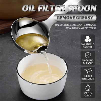 Kitchen Accessories Oil Filter Spoon Stainless Steel Soup Oil Separation Tool