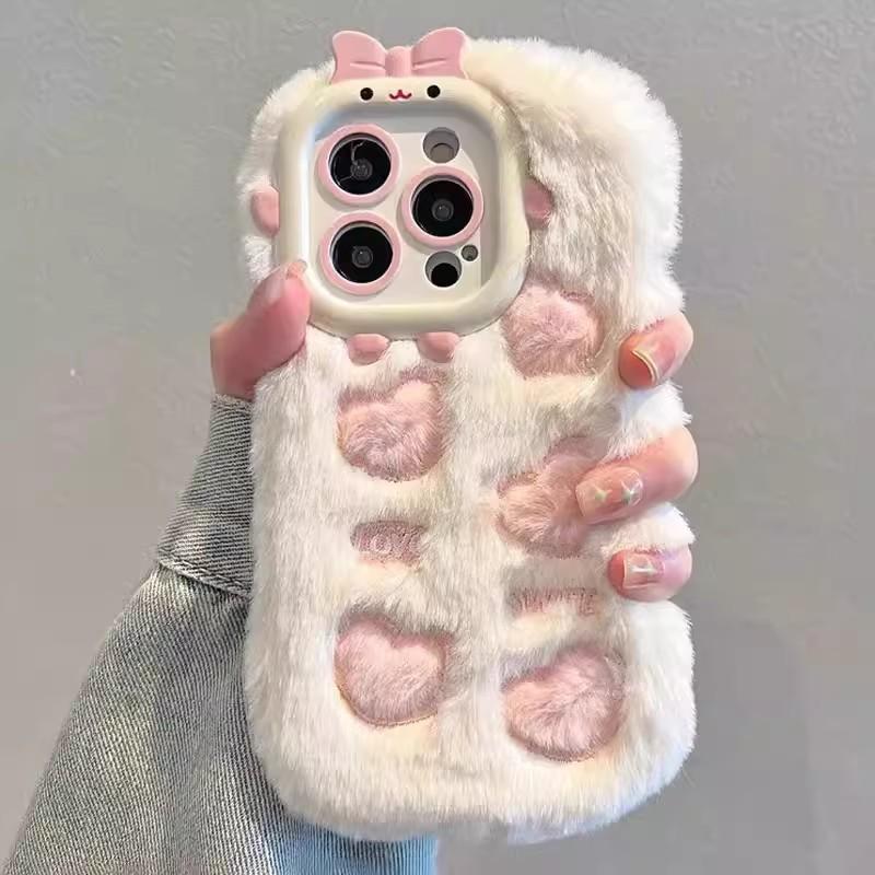 

Осень и Зима Вышитый Плюшевый Подходит для Чехла для Мобильного Телефона IPhone 16 Креативная Любовь Apple 15pro Противоударный Защитный Чехол I14 iPhone11