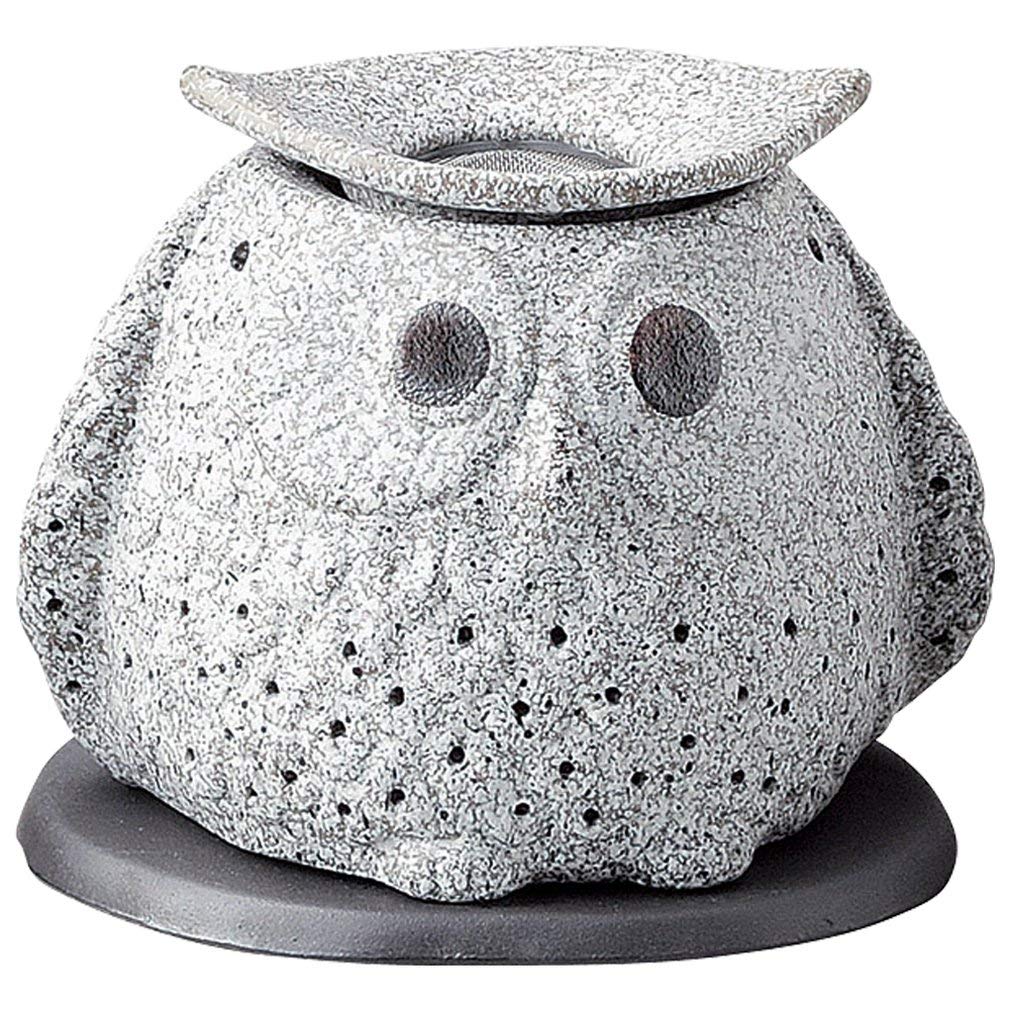 Tokoname Ware Tea Censer: Electric Tea Censer (with ceramic plate, 100V 40W power supply) Yamabo Kiln Stone Owl Design, Multi-purpose, Size: 13 x