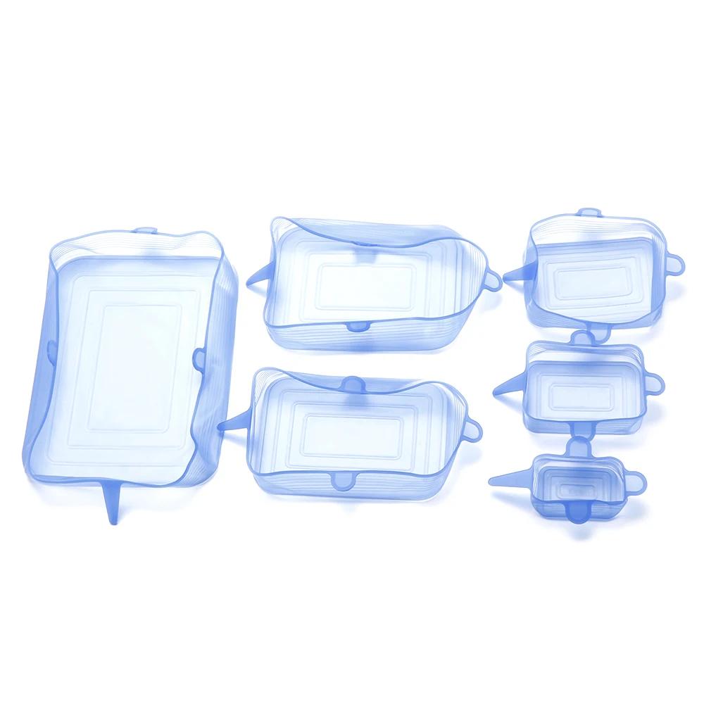 6 Bucăți Capac Stretch din Silicon Alimentar Accesorii Ustensile Bucătărie Folie Alimentară Reutilizabilă Capac Sigilat Păstrează Proaspăt Capac Elastic pentru Bol