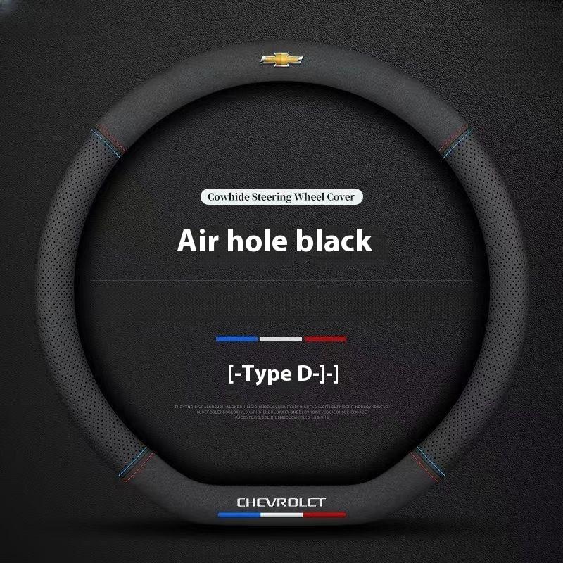 38cm Leather Ventilate Car Steering Wheel Cover for Chevrolet Captiva AveoTrax Silverado Sail Onix Equinox Groove 2025 Accessory
