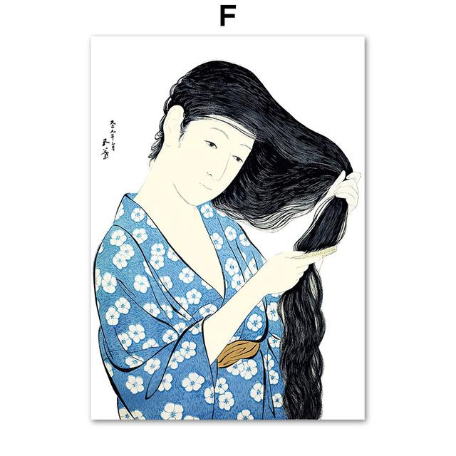 Nordic Japan Ukiyo Sumo Geisha Fuji Edo Period Wall Art, Canvas Painting, Posters and Prints, Pictures for Living Room Decor