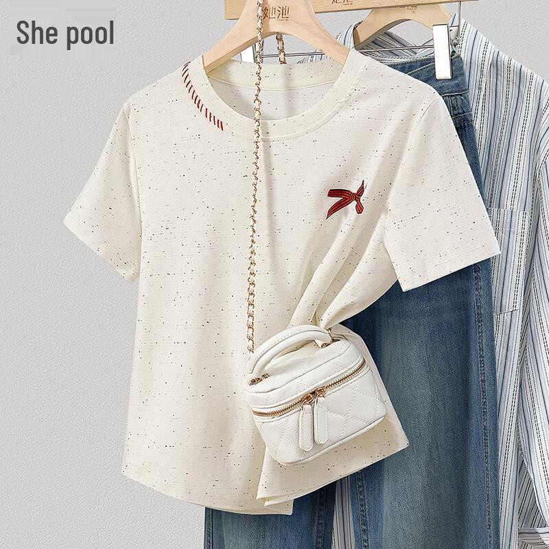 

She Chi Color-Block Bow Short-Sleeve T-Shirt M