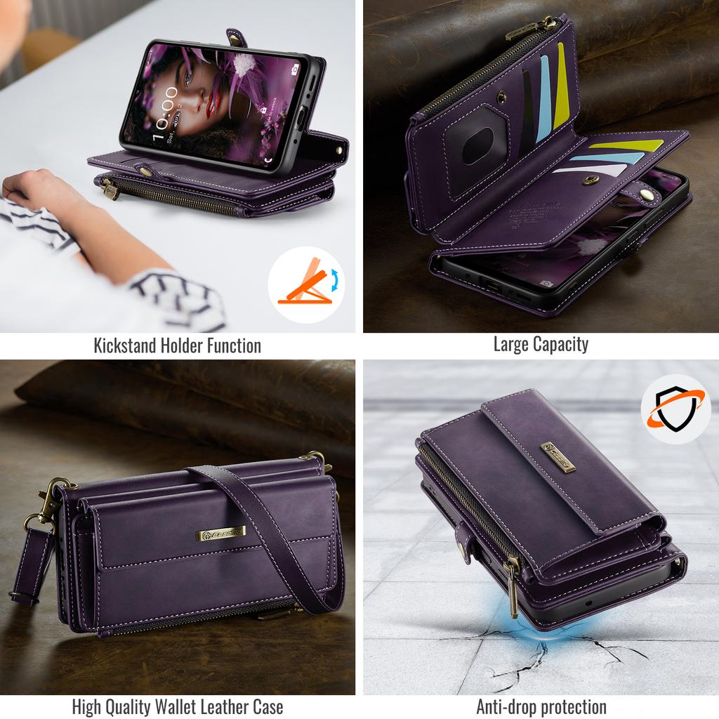 For Samsung Galaxy A54 5G Case CASEME C39 RFID Blocking Zipper Wallet Stand Leather Cover with Strap