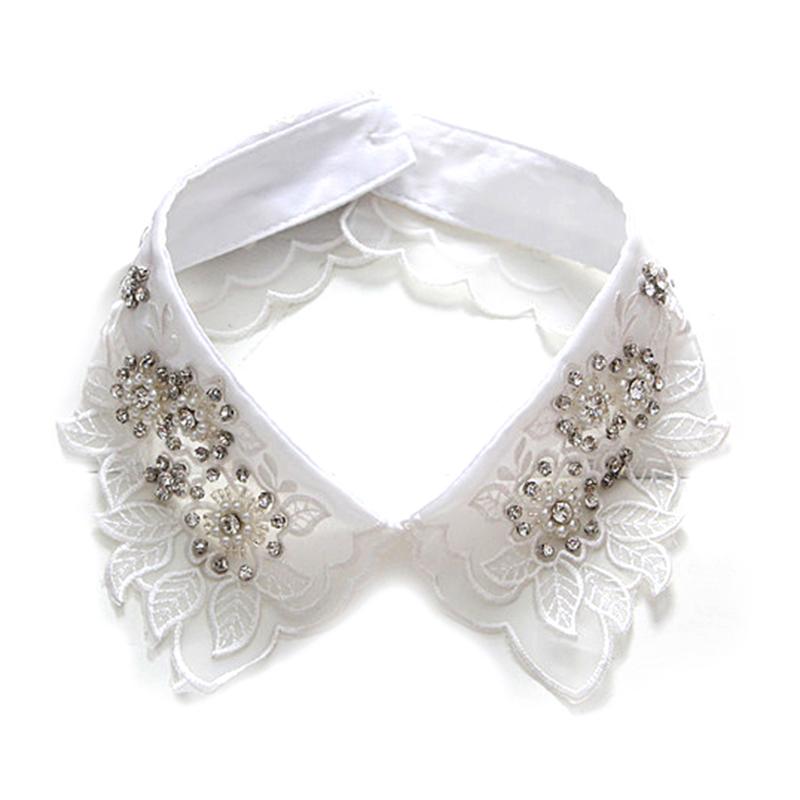 1PC Women Detachable Collar Shirt Fake Collars Pearls Lace Decor Ladies Lace False Necklaces Fashion Clothes Accessories
