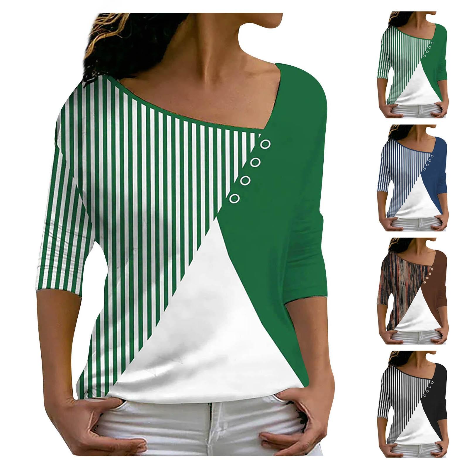 

Женский модный свободный топ с длинными рукавами и v-образным вырезом с воротником и принтом