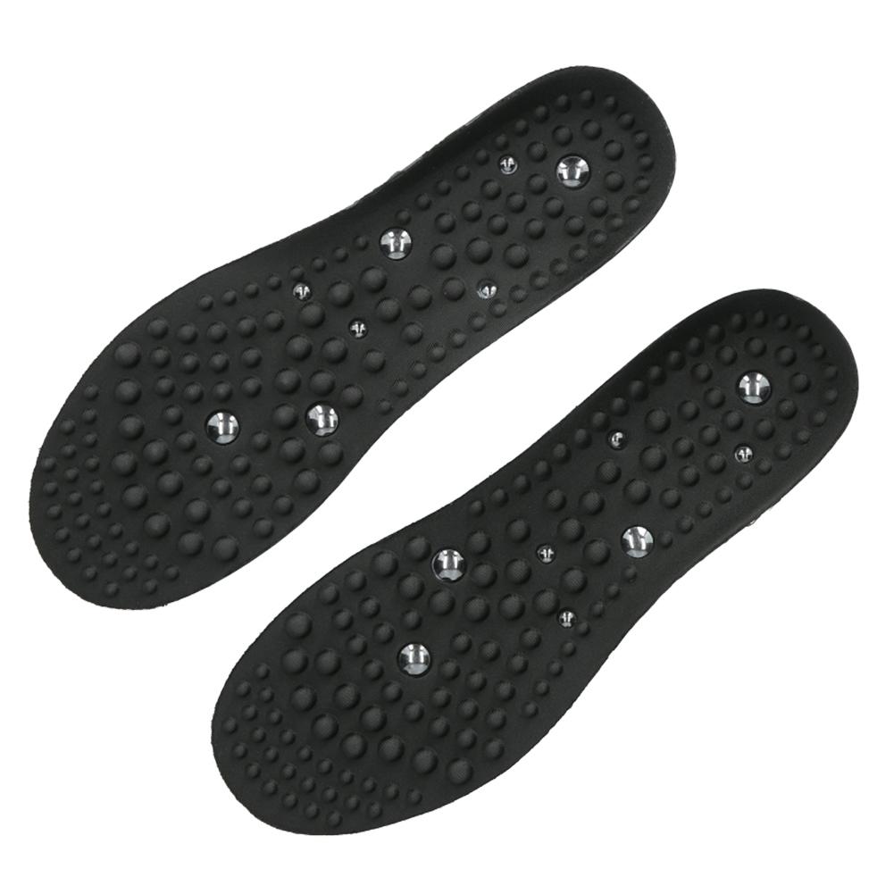 Foot Magnetic Therapy Massage Insoles Breathable Shoe Foot Pain Relief Massage Insoles(L 45‑47 Black)
