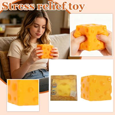 Slow Rising Cheese Squishy Toy Soft Sensory Foam Stress Relief Squish Toy 11cm Squeeze Decompression Toy for Kids and Adults Fun Stress Reliever