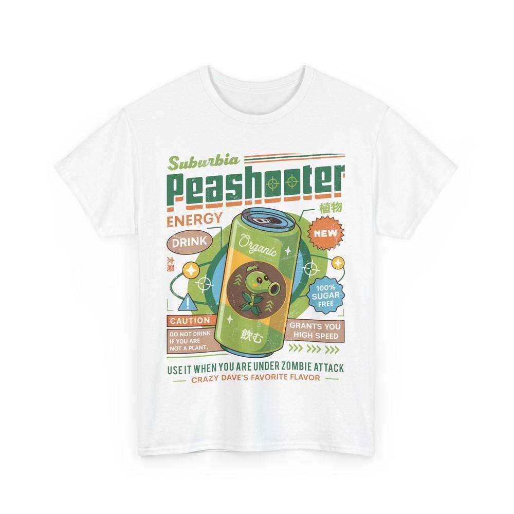 

Peashooter Energy Drink Unisex T-Shirt. Plants vs Zombies Video Game. Gaming Tee XL