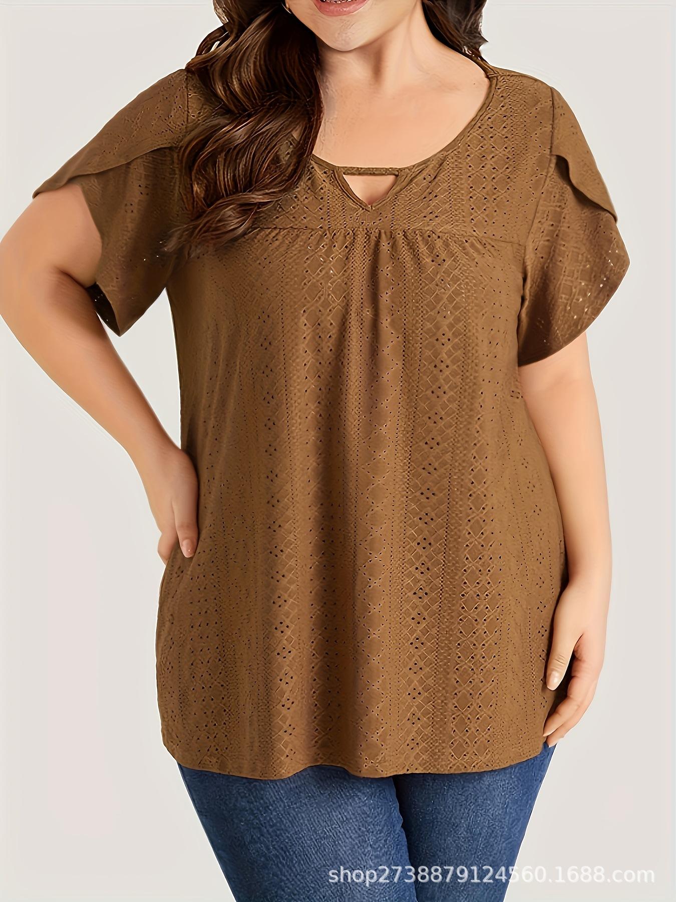 European & American Plus Size Patchwork Knitted T-shirt for Women - Spring/Summer 2026 Collection: Comfortable, Breathable, Fashionable Short Sleeve 4XL