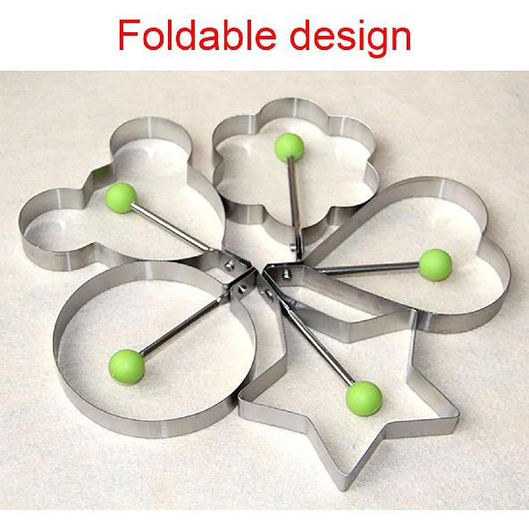 Stainless Steel Egg Molds, 5 Pack 3.5 Inch Different Shape Silver Egg Ring Molds for Cooking and Griddle of Flapjack, Bread and Chocolate