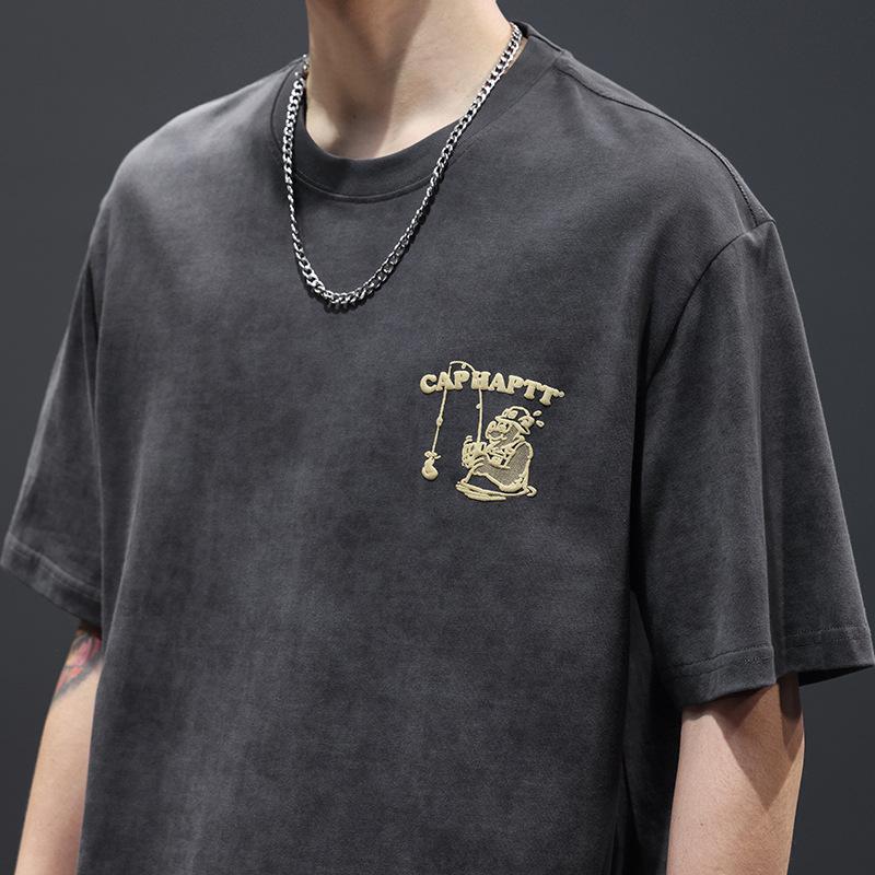 American Heavy Men'S Short-Sleeved T-Shirt Pure Cotton Printing Trendy Brand Thin Loose Large Size Men'S T-Shirt
