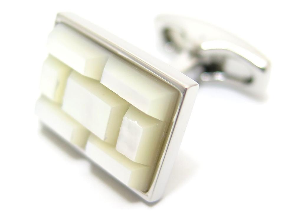 SIMON CARTER White pearl tile cufflinks (cufflinks/cufflinks)