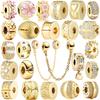 Breloques Pendentifs Clip Fixe Dorées Scintillantes Perles Conviennent aux Bracelets Colliers Serpent Cuivre Pour Bijoux DIY Cadeau Femme