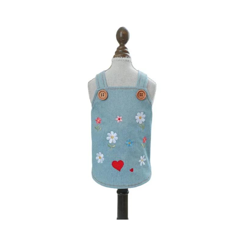 Haustier Cowboy Stickerei Kleine Blume Strap Rock Hund Katze Kleidung Herbst/Winter Neue Blume Schatz Cowboy Rock