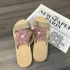 Fashion Women's Casual Slides Comfortable Flax Slippers Striped Bow Linen Flip Flops Platform Sandals Ladies Indoor Shoes Butterfly-knot