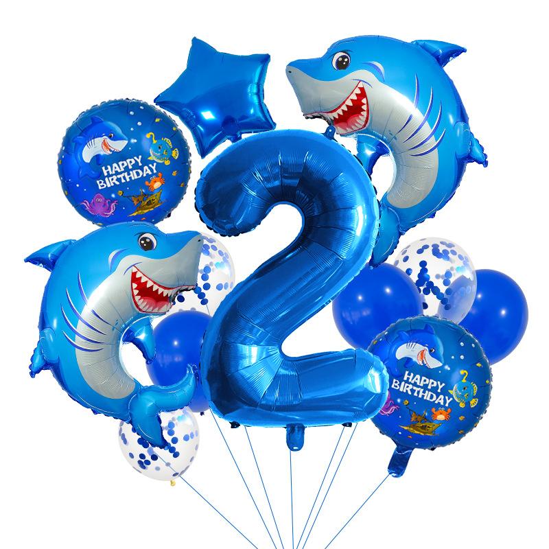 Undersea Ocean Theme Balloon Set Birthday Party Venue Decoration Props Shark Aluminum Film Balloon Bundle