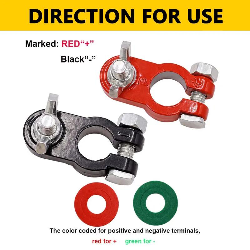 2Pcs Car Battery Terminal Cables Connectors Car Bornes Main Cable Top Post Clamp12V 24V Terminal Screw Connection for Car Truck