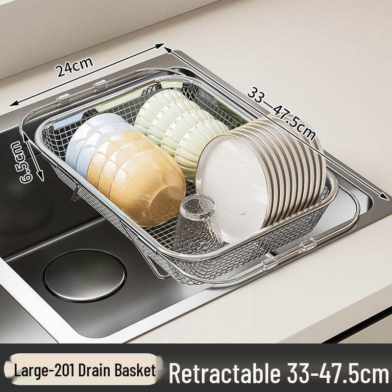 

Stainless Steel Telescopic Kitchen Sink Drain Rack for Vegetables & Fruits