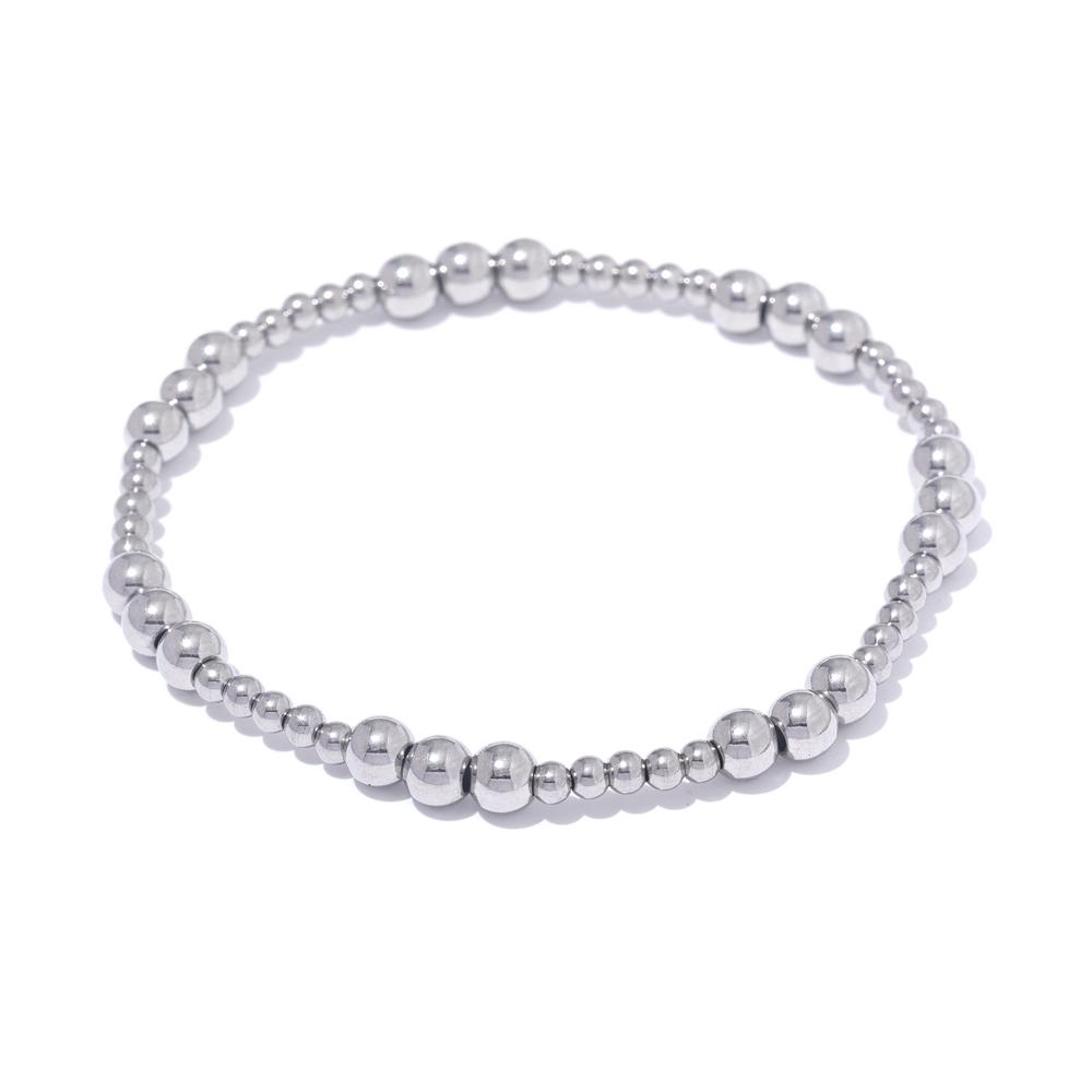Yhpup 3/4/5/6 MM Stainless Steel Beads Daily Handmade Elastic Bracelet Bangle Waterproof Wrist Wholesale Gold Color Jewelry Men