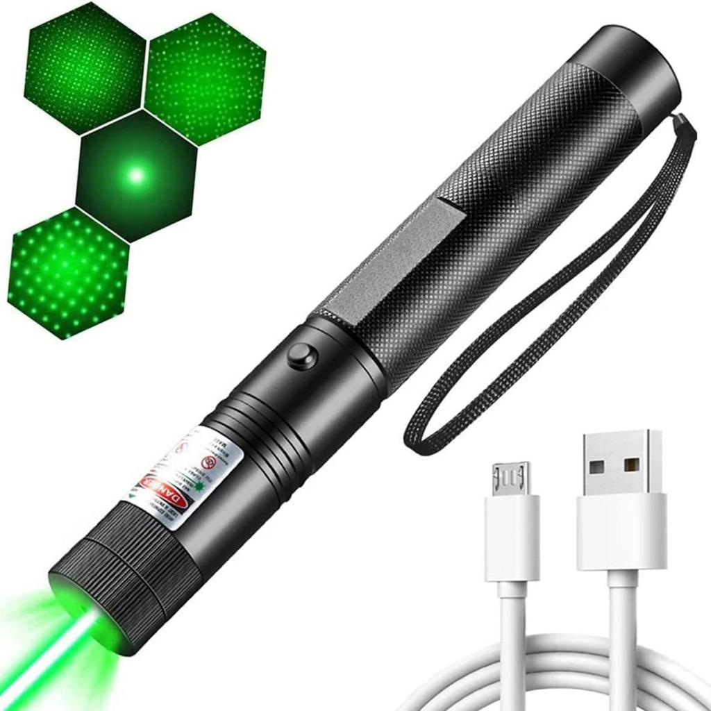Powerful 303 Laser Pointer With Multiple Patterns For Outdoor Use In Black Aluminum Alloy