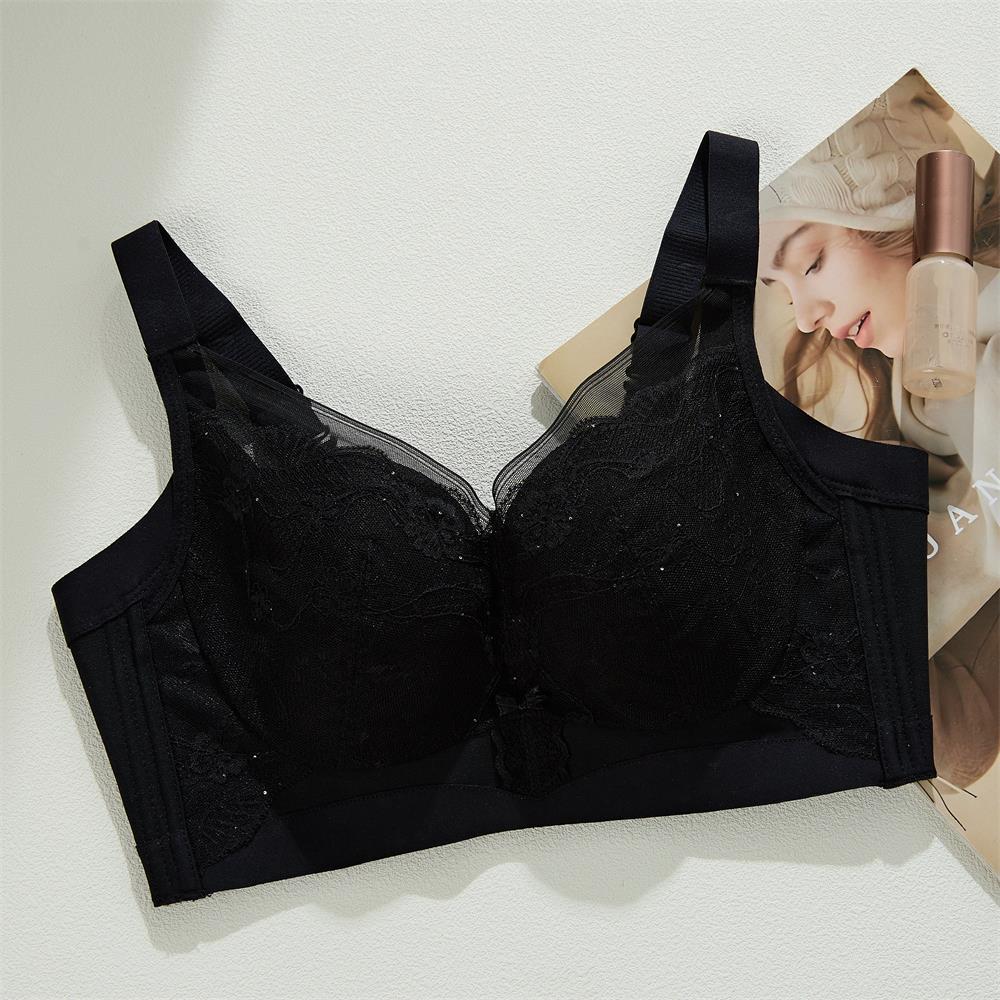 

Large breasts show small adjustment type sexy lace comfortable upper support anti-sagging thin breathable paper cup bra cover 40/90 чорний