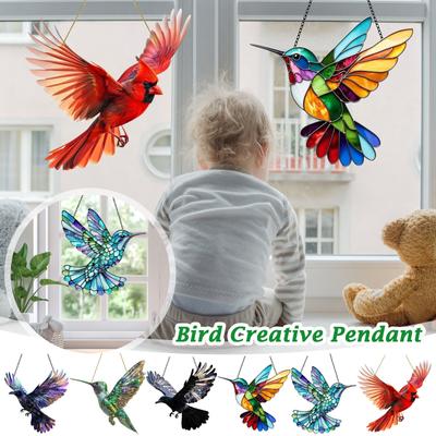 Spirit Birds, Acrylic Owl Suncatcher, Winged Ornaments, Cute Hummingbird Suncatcher, Window Hanging