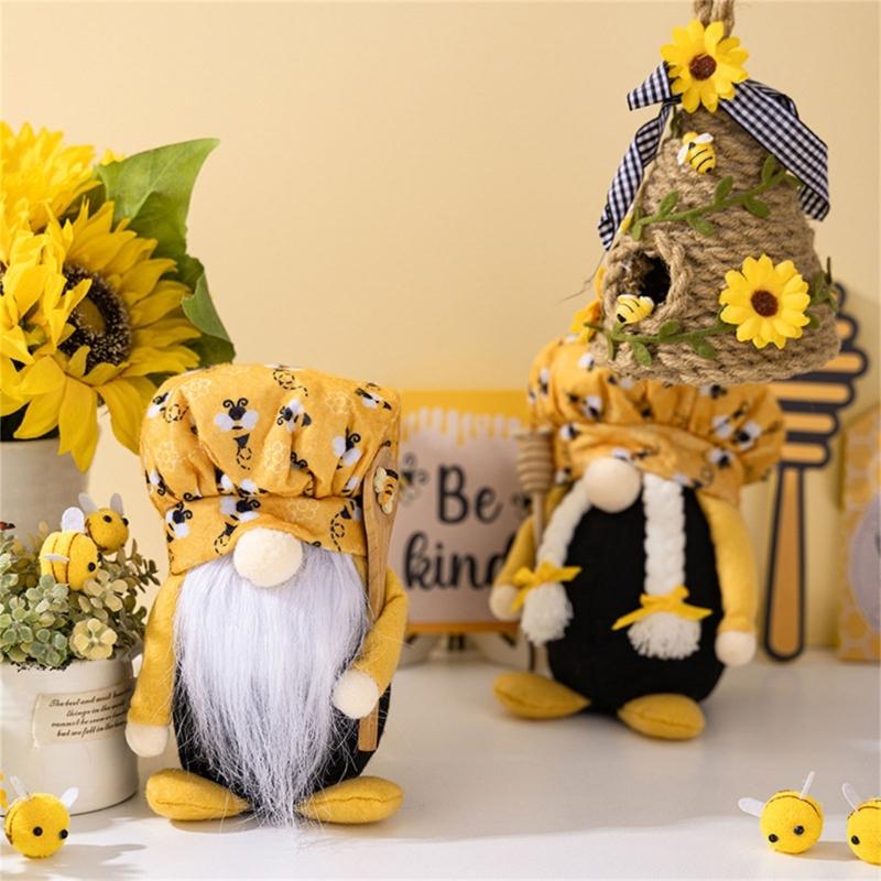 Bees Festival ChefsHat Gnome Ornaments Party Decorations Ornaments Supplies for Bedroom Dormitory Decorations