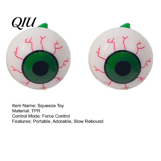 Durable Halloween Toy 2Pcs Eyeball Squeeze with Tail Soft TPR Stress Relief Ball Gag Prank Fidget for Kids Adults Festive