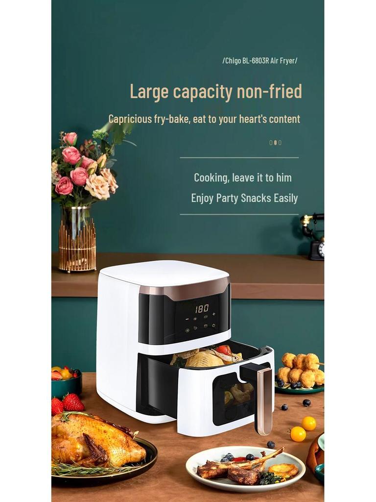 Smart Large-Capacity Non-Stick Oil-Free Electric Air Fryer – Less Smoke, No Flip Needed