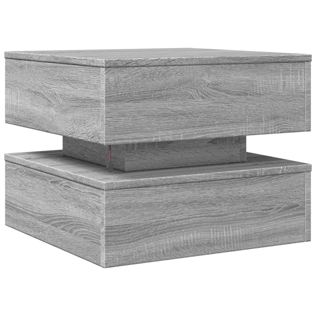 LED Coffee Table In Grey Sonoma 50 X 50 X 40 Cm